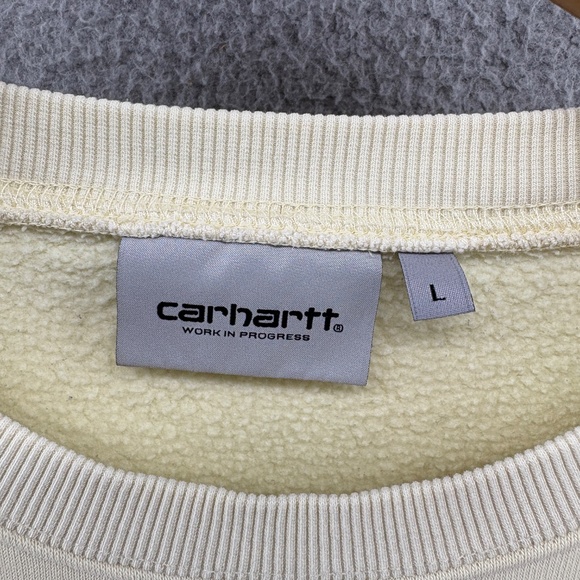 Carhartt WIP Carhartt Sweat Crewneck Embroidered Logo Pale Yellow Size L - Picture 4 of 14